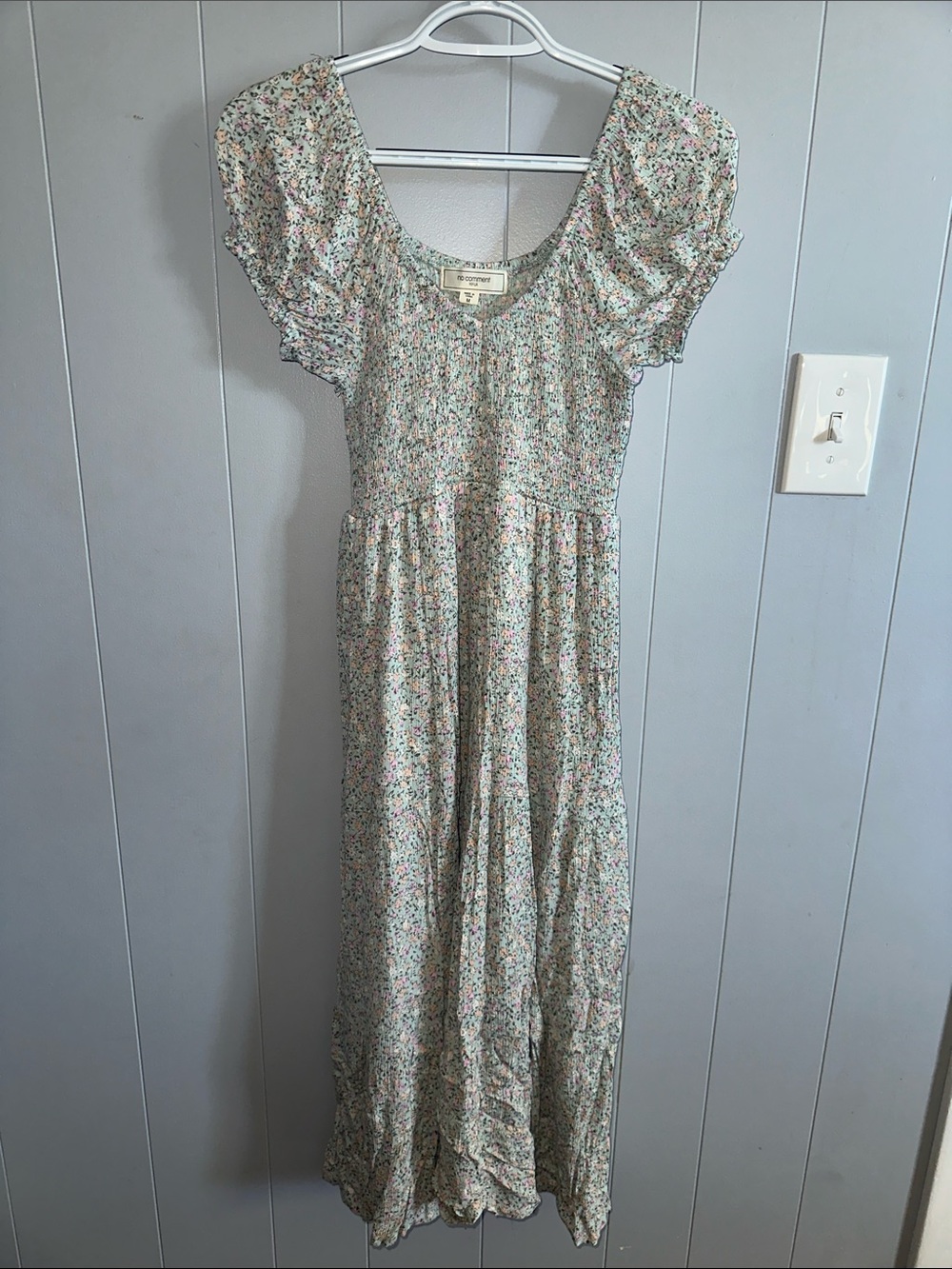 Smocked Puff-Sleeve Maxi Dress